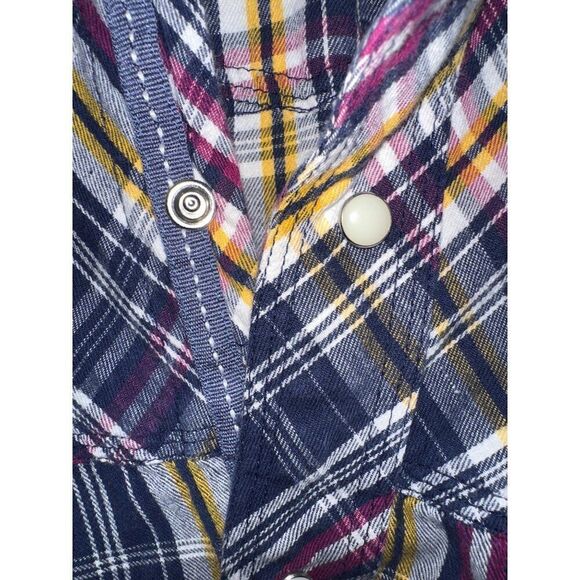 Ariat Men’s Plaid Button Up Shirt -Navy/Maroon/Yellow/WhiteSize XL - Picture 10 of 13